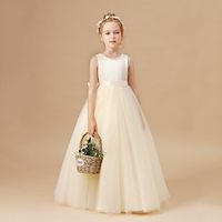 Flower Girl's Dress Kids Girls' Party Dress Solid Color Sheath Dress Mid-Calf Dress Performance Mesh Crew Neck Long Sleeve Princess Dress 2-12 Years Fall Sky Blue Lightinthebox