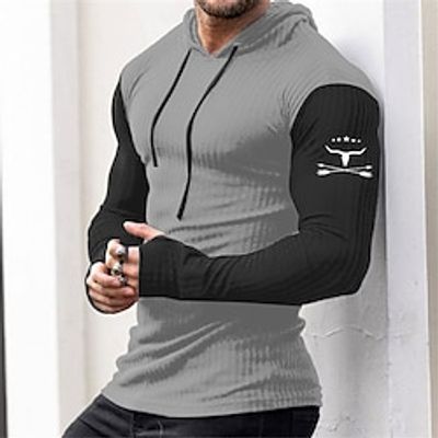Graphic Cowboy Pit Strip Daily Retro Vintage Casual Men's T shirt Tee Sports Outdoor Holiday Going out T shirt Brown Army Green Dark Gray Long Sleeve Hooded Shirt Fall  Winter Clothing Apparel S M L Lightinthebox