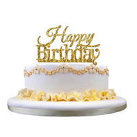 Honana CF-CT03 Happy Birthday Acrylic Cake Topper Golden Shining Party Cake Decoration