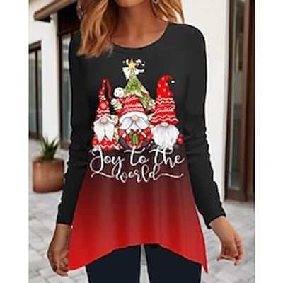 Women's T shirt Tee Christmas Shirt Yellow Pink Red Santa's Helper Flowing tunic Print Long Sleeve Party Christmas Weekend Festival Holiday Round Neck Regular Fit Painting Spring Fall Lightinthebox Women's T shirt Tee Christmas Shirt Yellow Pink Red Santa's Helper Flowing tunic Print Long Sleeve Party Christmas Weekend Festival Holiday Round Neck Regular Fit Painting Spring Fall Lightinthebox