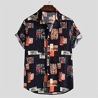 Men's Shirt 3D Print Graphic Patterned Turndown Street Daily 3D Button-Down Short Sleeve Tops Casual Fashion Comfortable Black  Red Lightinthebox - thumbnail