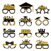 12pcs Graduation Season Decorations Glasses in Black and Gold for Graduation Ceremony - Party Supplies for Photo Props Lightinthebox