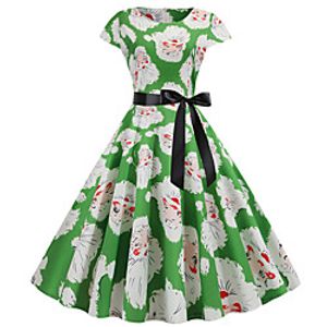 Santa Suit Flapper Dress Dress Adults' Women's Vintage Festival Christmas Halloween New Year Festival / Holiday Terylene Purple / Green / Black Women's Easy Carnival Costumes Christmas / Belt miniinthebox