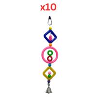Pets Club Plastic Bird Toy With Bell H-37 Cm, W 8 Cm (Pack of 10)