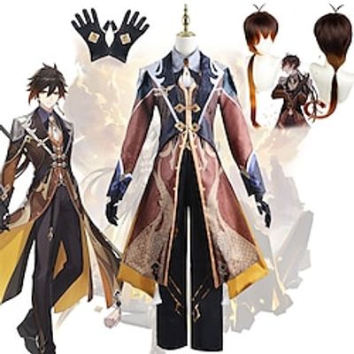 Inspired by Genshin Impact Zhongli Anime Cosplay Costumes Japanese Halloween Cosplay Suits Long Sleeve Wig Costume For Men's Lightinthebox