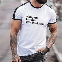 Men's T shirt Tee Hot Stamping Graphic Letter Crew Neck Street Daily Patchwork Print Short Sleeve Tops Designer Casual Fashion Comfortable White / Summer miniinthebox - thumbnail