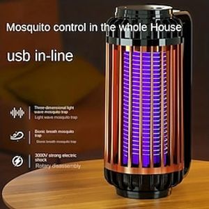 Mosquito Trap Electric USB Portable Silent Killer Lamp Electric Bug Zapper Inhalation Mosquito Killer Lamp Household Outdoor Rechargeable Mosquito Trap Wall Mountable Desktop Friendly Lightinthebox