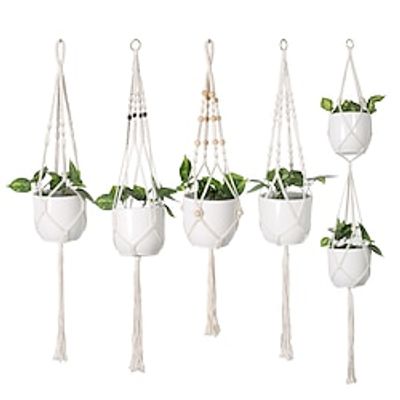 1pc Hand-Woven Plant Hanger Baskets Flower Pots Holder Handmade Plant Hanger Balcony Hanging Decoration Knotted Lifting Rope Home Garden Lightinthebox