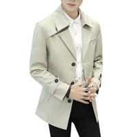 Mens Fashion Solid Mid-Long Slim Fit Thin Trench Coat