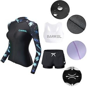 Women's Rash guard Swimsuit Burkini Waterproof UV Sun Protection UPF50 Long Sleeve Swimwear Bathing Suit Swimming Diving Surfing Beach Solid Colored Summer Lightinthebox