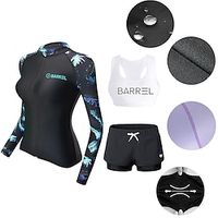 Women's Rash guard Swimsuit Burkini Waterproof UV Sun Protection UPF50 Long Sleeve Swimwear Bathing Suit Swimming Diving Surfing Beach Solid Colored Summer Lightinthebox - thumbnail