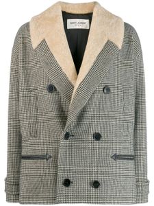 Saint Laurent double-breasted houndstooth jacket - Black