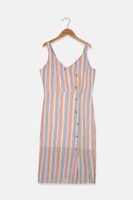 Kids Girl Linen Asymmetrical Dress  Pink Combo - thumbnail