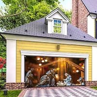 Christmas Outdoor Garage Door Cover Nativity Scene Jesus Xmas Door Banner Party Large Door Mural Christmas Backdrop Decoration for Holiday Home Wall Decorations Lightinthebox - thumbnail