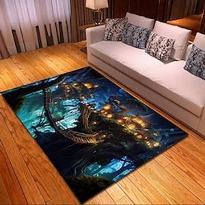 Blacklight Rug UV Reactive Glow in the Dark Area Rug Kitchen Mat Non-Slip Oil Proof Trippy Tree House Floor Mat Livingroom Rug Indoor Outdoor Mat Bedroom Decor Bathroom Mat Entrance Rug Door Mat Lightinthebox