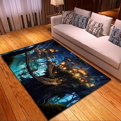 Blacklight Rug UV Reactive Glow in the Dark Area Rug Kitchen Mat Non-Slip Oil Proof Trippy Tree House Floor Mat Livingroom Rug Indoor Outdoor Mat Bedroom Decor Bathroom Mat Entrance Rug Door Mat Lightinthebox