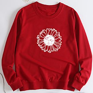 Women's Pullover Sweatshirt Chrysanthemum Print Casual Hot Stamping Casual Hoodies Sweatshirts  Wine Red Blushing Pink Red miniinthebox