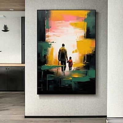 Father and son Handpainted Oil Painting Wall art Canvas Handmade Fine Art oil painting for Room Gifts Abstract Modern Rolled Canvas No Frame miniinthebox Father and son Handpainted Oil Painting Wall art Canvas Handmade Fine Art oil painting for Room Gifts Abstract Modern Rolled Canvas No Frame miniinthebox