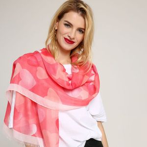 Women Cotton Blend Love Printed Scarves