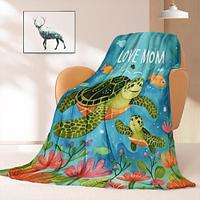 Happy Mother's Day Gift Blanket Sea Turtle Landscape Pattern Throws Blanket Flannel Throw Blankets Warm All Seasons Gifts Big Blanket Lightinthebox