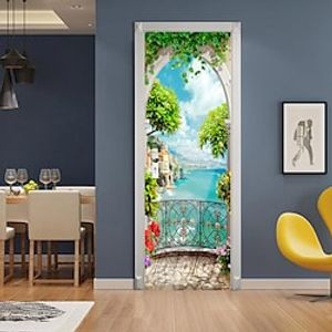 3D 2pcs Self-adhesive Creative Door Stickers Living Room Bedroom Diy Decorative Home Waterproof Wall Stickers 77x200cm 30.3"x78.7"(77x200cm),Wall Stickers for bedroom living room Lightinthebox