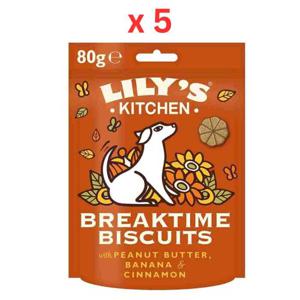 Lily's Kitchen Breaktime Biscuits Dog Treats 80G Pack Of 5