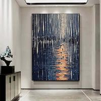 Hand Paint Abstract Rainy Night Landscape Oil Painting On Canvas Large Rain Water Droplet Painting Abstract Rainy Cityscape Painting Home Decor (No Frame) Lightinthebox