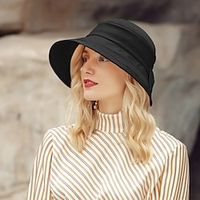 Hats Fiber Bucket Hat Floppy Hat Straw Hat Wedding Holiday Elegant Wedding With Bowknot Ribbons Headpiece Headwear Lightinthebox - thumbnail