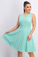 Womens Lace Fit & Flare Dress  Aqua Gloss - thumbnail