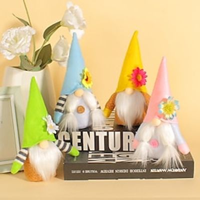 Cute Decorative Ornaments with Small Flower Plushies, Gnome Plush Dolls, Rudolph and No-Face Character Figures Lightinthebox