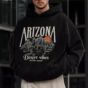 Men's Hoodie Pullover Hooded Graphic Letter Front Pocket Print Daily Holiday Going out Hot Stamping Basic Streetwear Hoodies Sweatshirts  Long Sleeve Black miniinthebox