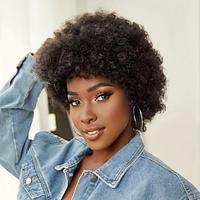 Short Curly Wigs for Black Women Human Hair Afro Kinky Curly Wig Brazilian Virgin Pixie Cut Wig Human Hair With Bangs 150% Density None Lace Front Bob Wigs Lightinthebox