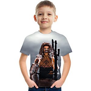 Kids Boys' T shirt Tee Short Sleeve Graphic Children Tops Active Rainbow 3-12 Years Lightinthebox