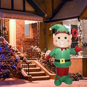 Christmas Inflatable Elf with LED Lights 4.9 Feet Indoor and Outdoor Courtyard Garden Christmas Inflatable Decoration Christmas Wedding Holiday Decoration Lightinthebox