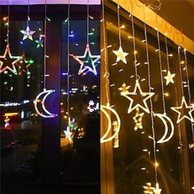 Led Fairy Star Moon Flexible Curtain String Light 3.5M Colorful Lights For Yard Garden Holiday Xmas Decor Lighting AC220V 230V 240V EU Plug miniinthebox