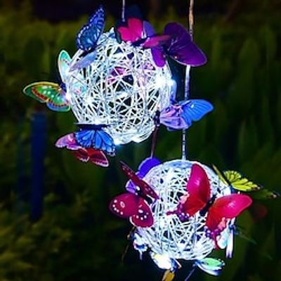 1 Pack LED Solar Butterfly Ball Light Outdoor Waterproof Chandelier Garden Decoration Simulation Butterfly Hanging Tree Light for Garden Decor Home Decor Living Room, Halloween,Christmas, Wedding miniinthebox