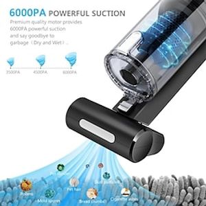 Powerful Car Vacuum Cleaner 5500Pa Portable Handheld 100W Wet  Dry Use Rechargeable Home Car Vacuum Cleaner miniinthebox
