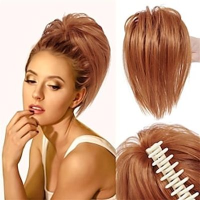 Chignon Messy Braided Bun Synthetic Straight Ponytail Hair Piece Invisible Clip Ponytail Wig High Temperature Fiber For Woman 10inch 1B# miniinthebox Chignon Messy Braided Bun Synthetic Straight Ponytail Hair Piece Invisible Clip Ponytail Wig High Temperature Fiber For Woman 10inch 1B# miniinthebox