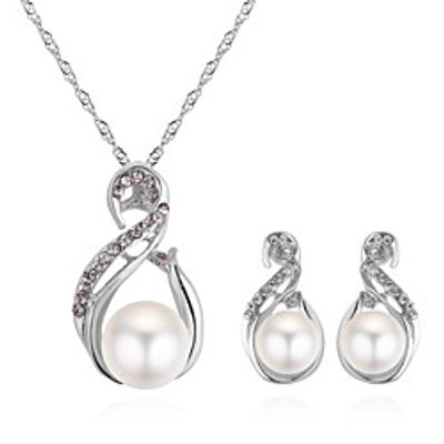Women's Hoop Earrings Necklace Vintage Style Precious Natural Elegant Fashion French Sweet Earrings Jewelry Silver  Gold For School Gift Daily Engagement Festival Two-piece Suit Lightinthebox
