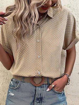 Casual Loose Polka Dot Printed Short-Sleeved Blouse