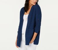 Chenille Open-Front Cardigan  Timeless Navy - thumbnail