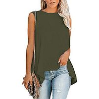 women's summer sleeveless crew neck t-shirt tunic tank tops high low blouse shirts arm green Lightinthebox - thumbnail