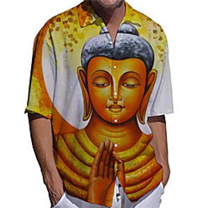 Men's Shirt 3D Print Portrait Plus Size 3D Print Button-Down Short Sleeve Casual Tops Casual Fashion Breathable Comfortable Yellow miniinthebox