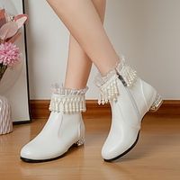 Girls' Boots Princess Shoes Daily PU Princess Shoes Big Kids(7years ) Party Daily Tassel White Black Rosy Pink Fall Winter / Booties / Ankle Boots miniinthebox - thumbnail