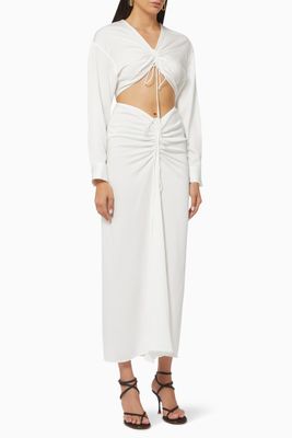 Ruched Disconnect Shirt Dress in Viscose