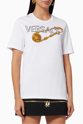 Safety Pin Embroidered T-shirt in Cotton Jersey Safety Pin Embroidered T-shirt in Cotton Jersey