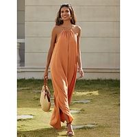 Women's Ruched Cami Vacation Dress Beach Casual vacation dresses Orange S M L Lightinthebox - thumbnail