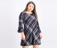Womens Plaid Knee Length Dress  Eggplant - thumbnail