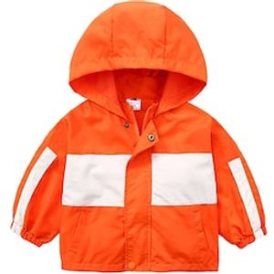 Toddler Boys Coat Outerwear Letter Long Sleeve Patchwork Coat School Fashion Cool Blue Orange Winter Fall 3-7 Years Lightinthebox