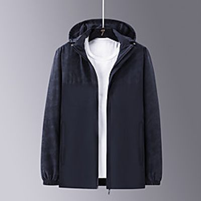 Men's Long Sleeve Hoodie Jacket Detachable Hood Jacket Hoodie Top Winter Elastane Waterproof Quick Dry Breathable Fitness Hiking Basketball Running Sportswear Camo  Camouflage Blue Grey Black Lightinthebox